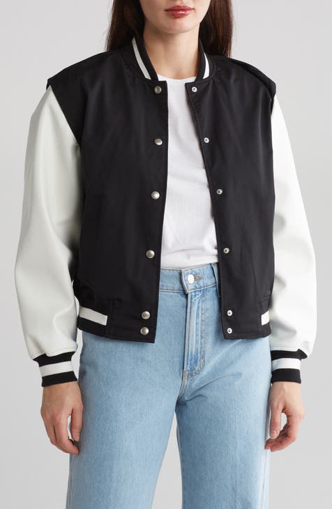 BLANK NYC - Faux Leather Drape front Jacket beige size: L
