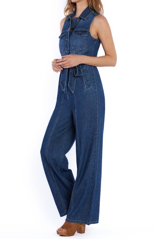Wash Lab Denim Camp Tie Belt Denim Jumpsuit In Camp Blue