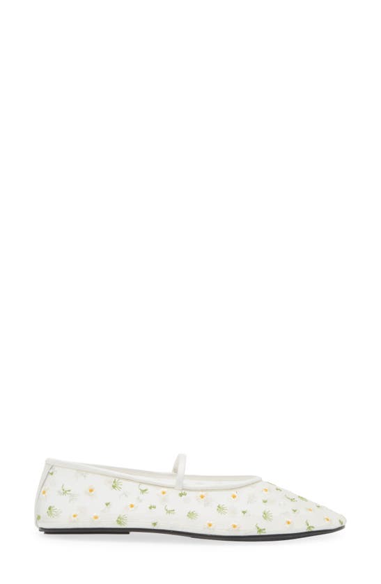 Shop Jeffrey Campbell Dancer Embroidered Mary Jane Flat In White Daisies