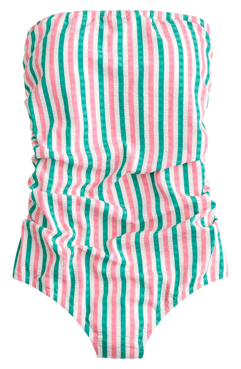 J Crew Puckered Stripe Ruched Bandeau One Piece Swimsuit Nordstrom