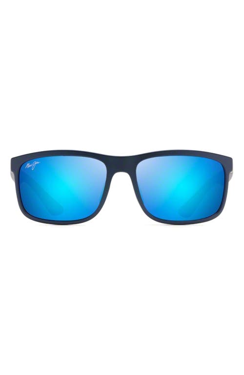 Maui Jim Huelo 58mm PolarizedPlus Rectangular Sunglasses in Dark Blue/Blue Hawaii