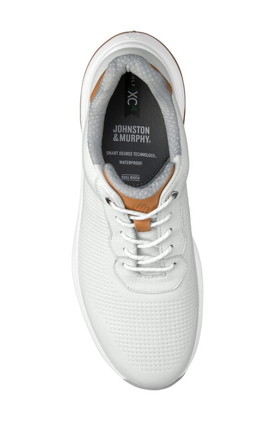 Shop Johnston & Murphy Ht1-luxe Hybrid Golf Shoe In White Waterproof Full Grain