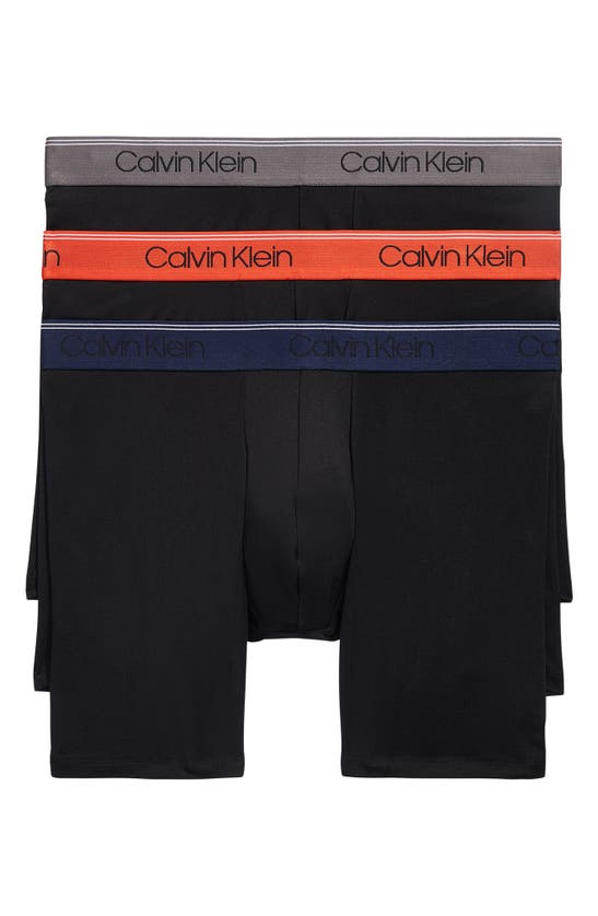 Shop Calvin Klein 3-pack Low Rise Microfiber Stretch Boxer Briefs In Black/charcoal/red/blue