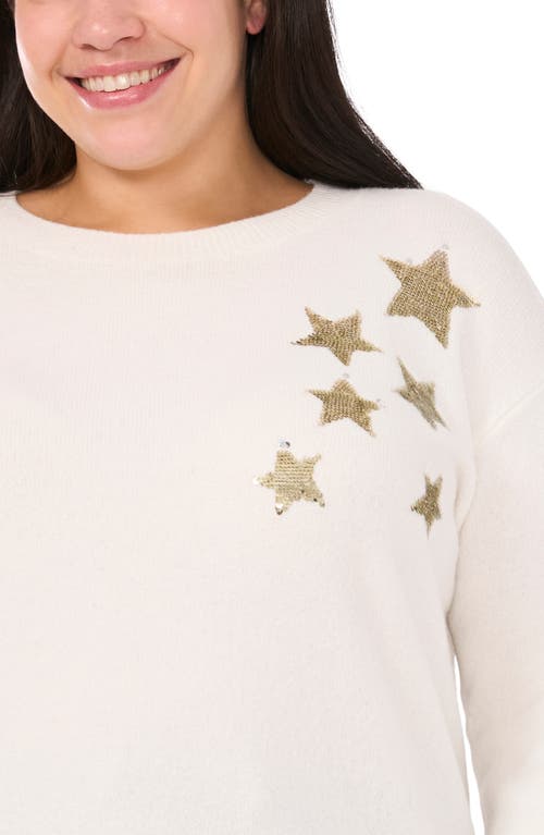 CECE CECE SEQUIN STAR COTTON BLEND SWEATER 