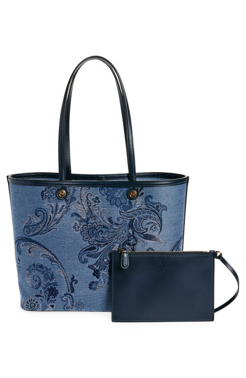 Shop Etro Essential Jacquard Tote In Denim