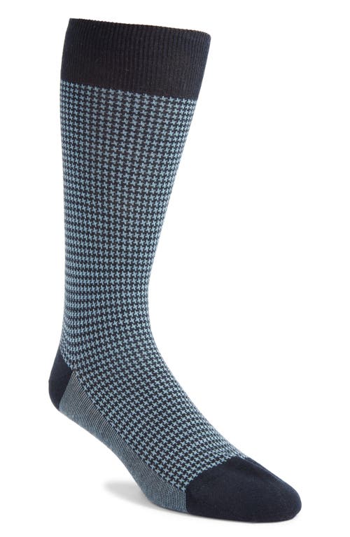 Shop Pantherella Highbury Houndstooth Dress Socks In Light Blue/navy