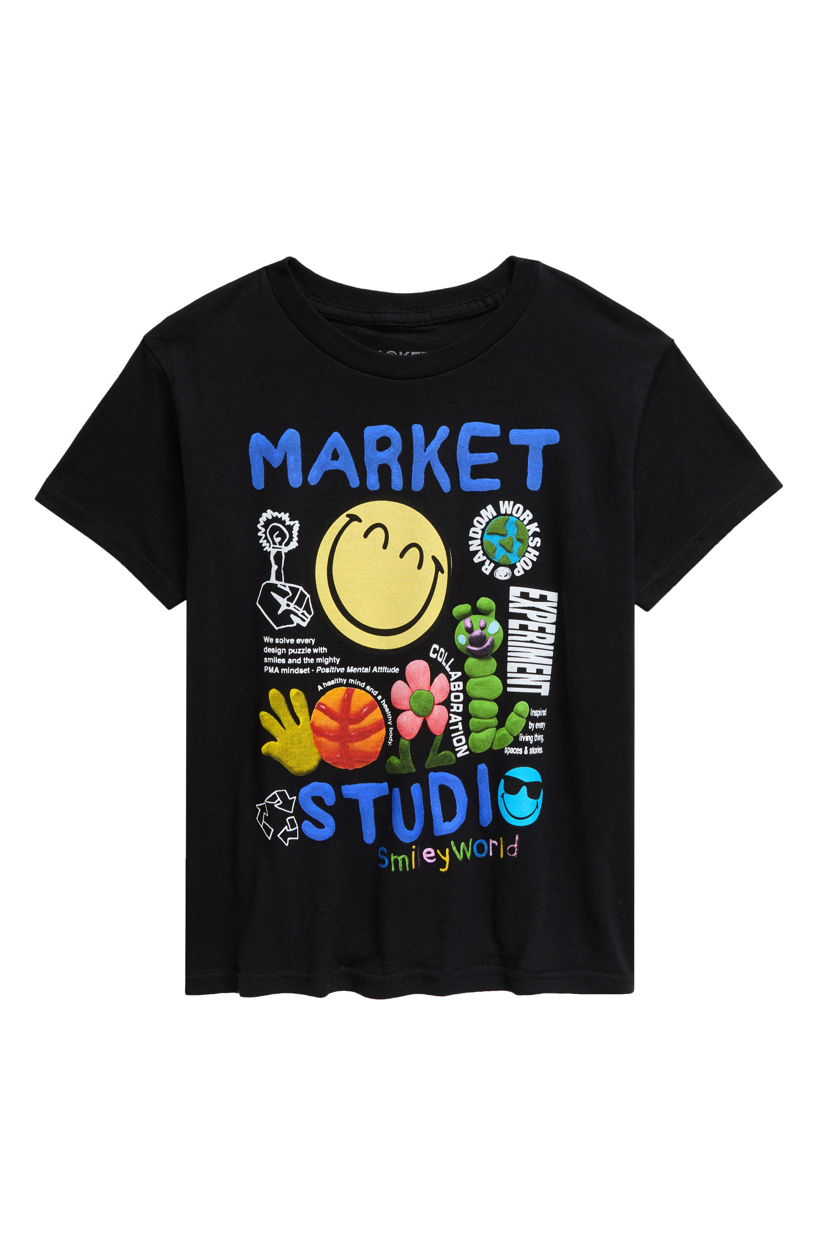MARKET Kids' SMILEY® Studio Cotton Graphic T-Shirt in Black 