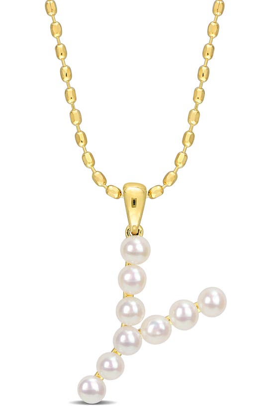 DELMAR DELMAR 3.5-4MM FRESHWATER CULTURED PEARL INITIAL PENDANT NECKLACE
