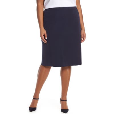 Plus Size Ming Wang Straight Skirt, Blue