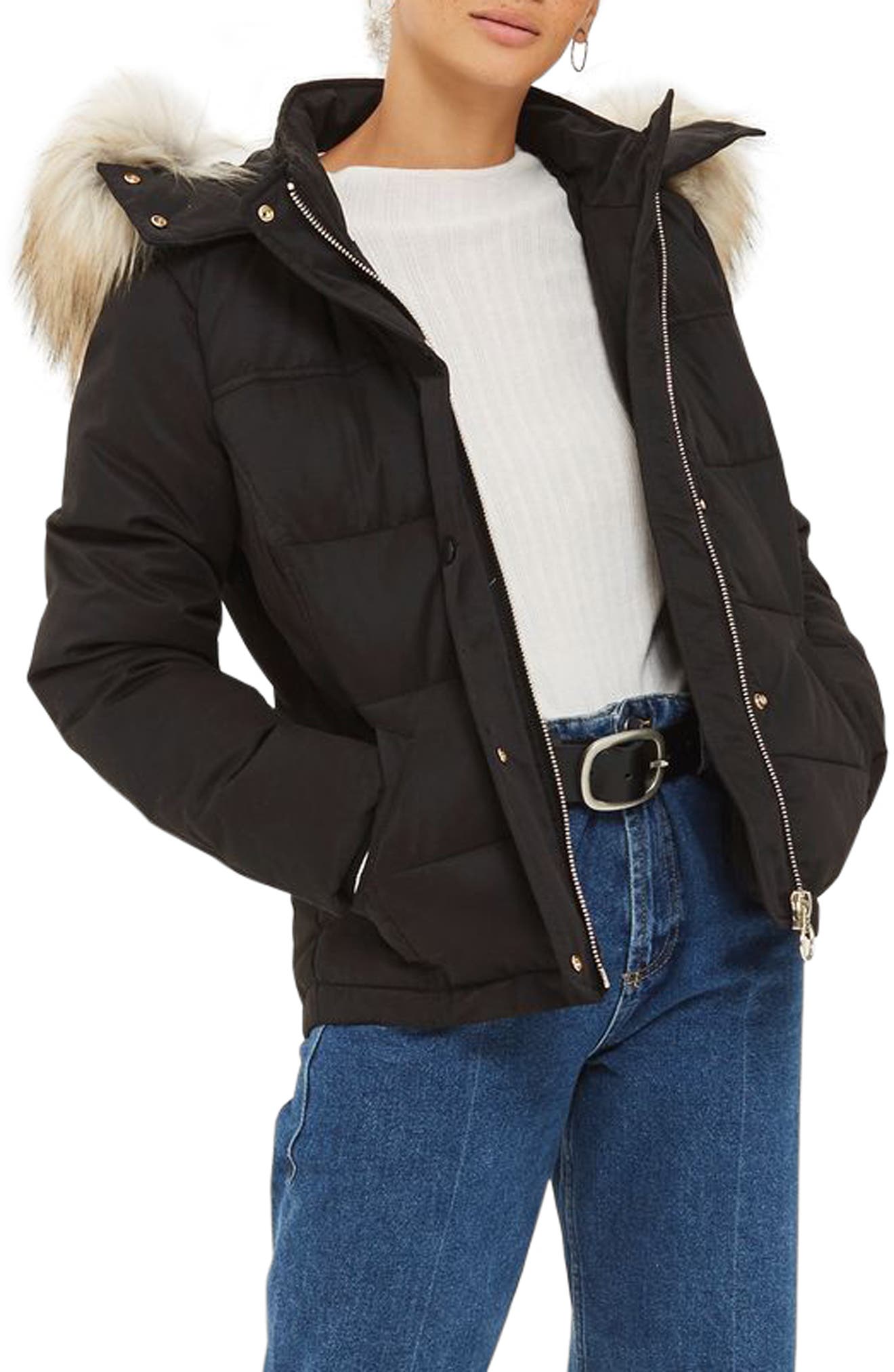 topshop faux fur puffer jacket