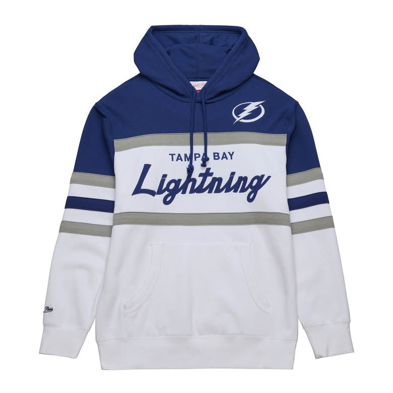 Shop Mitchell & Ness White/blue Tampa Bay Lightning Head Coach Pullover Hoodie