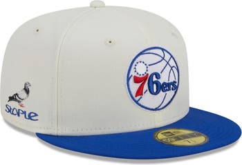 New Era x Staple Men's New Era x Staple Cream/Royal Philadelphia 76ers NBA  x Staple Two-Tone 59FIFTY Fitted Hat