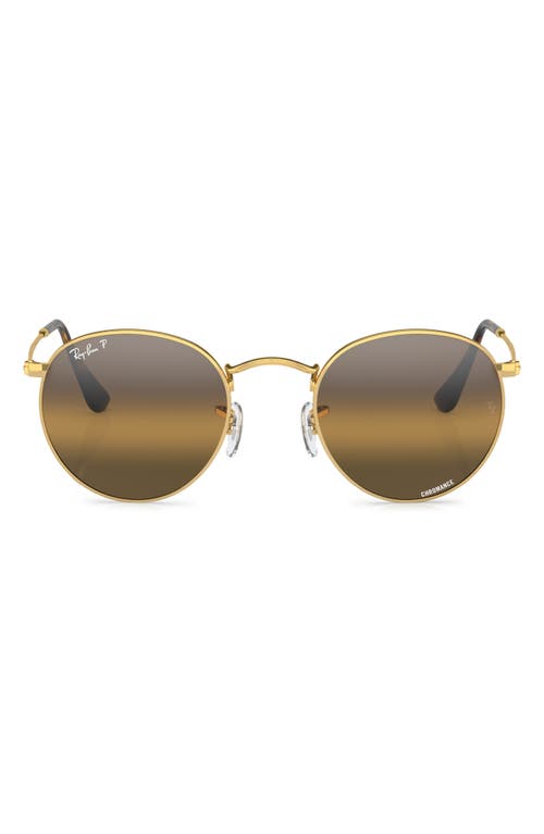 Ray-Ban 50mm Round Polarized Sunglasses in Gold Flash at Nordstrom