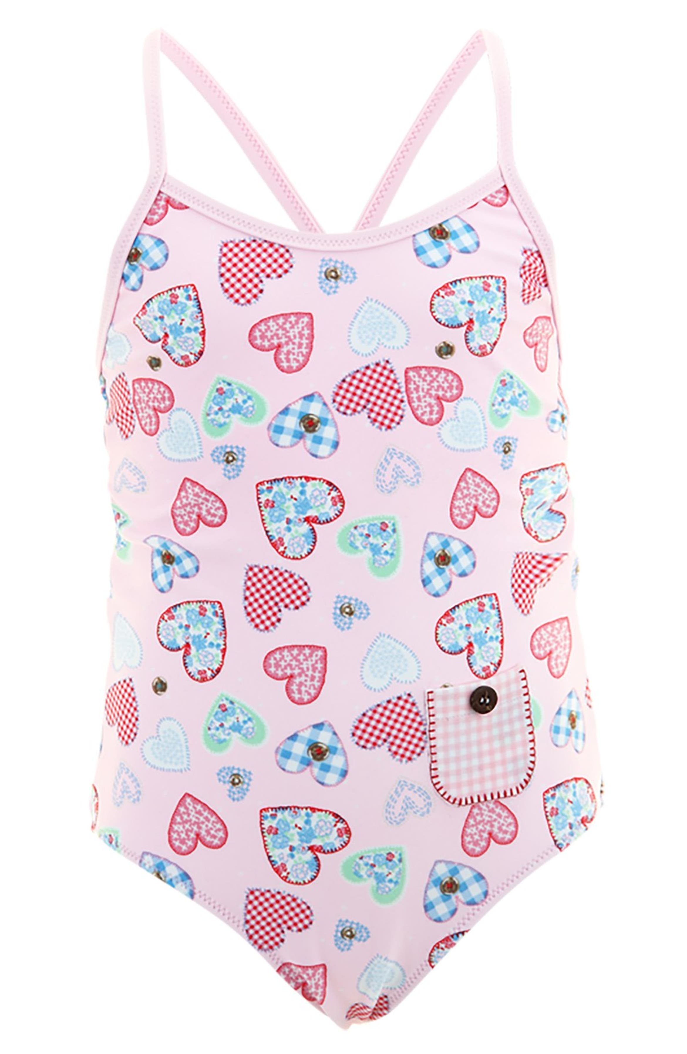 Sunuva 'Patchwork Heart' One-Piece Swimsuit (Toddler Girls & Little ...