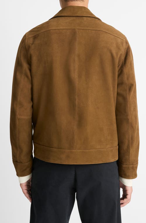 Vince Suede Short Jacket In Dark Timberwood