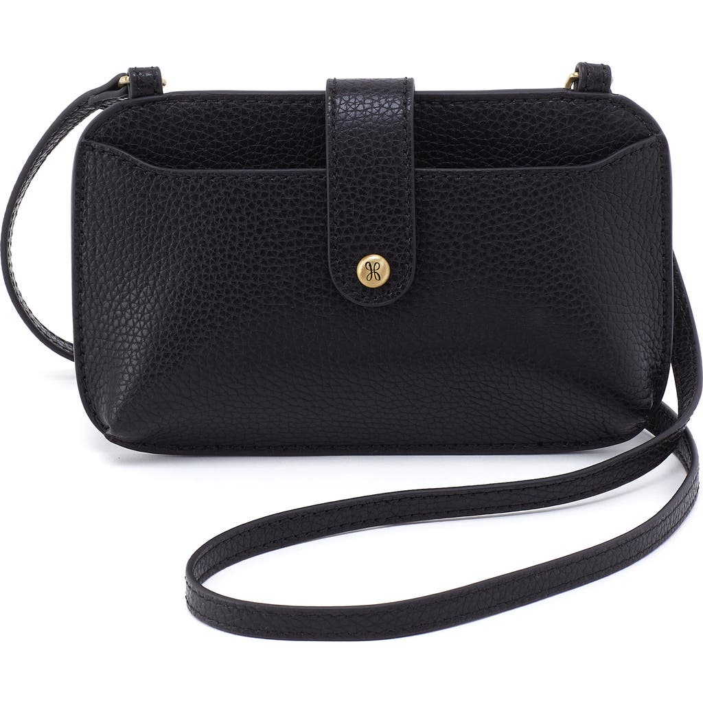 Hobo Vida Leather Phone Crossbody Bag In Black Biscuit
