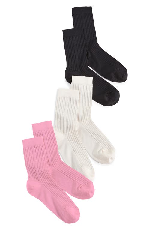 Stems Assorted 3-pack Silky Rib Crew Socks In Multi