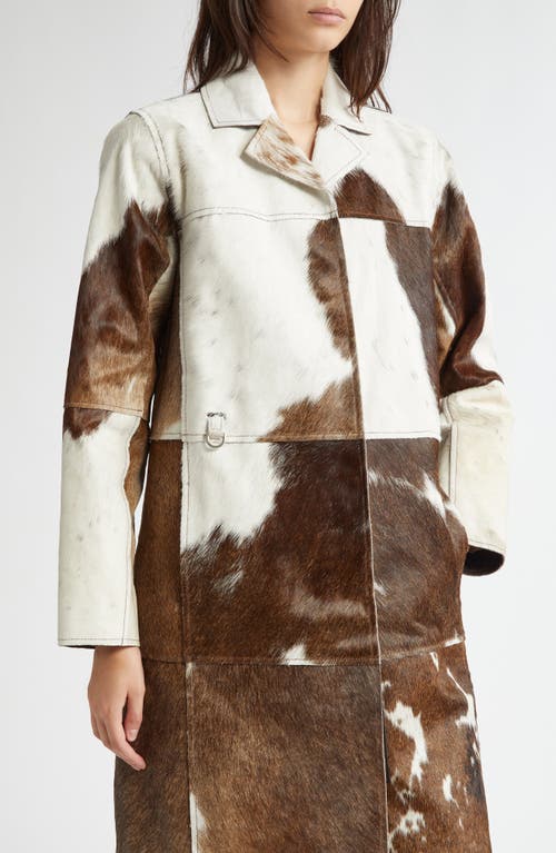 Shop Saks Potts Gio Genuine Calf Hair Coat In Brown/white Cow