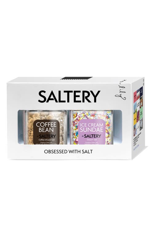 SALTERY Luxe Set of 2 Seasoning Salts Gift Set in White Tones