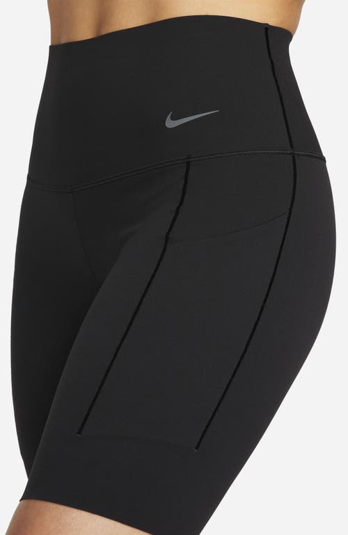 Shop Nike Dri-fit High Waist Bike Shorts In Black/black