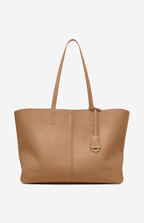 Large Leather Snap Soft Tote