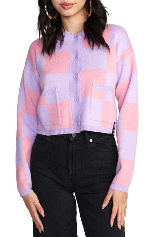 RVCA Brady Check Button-Up Sweater in Lavender