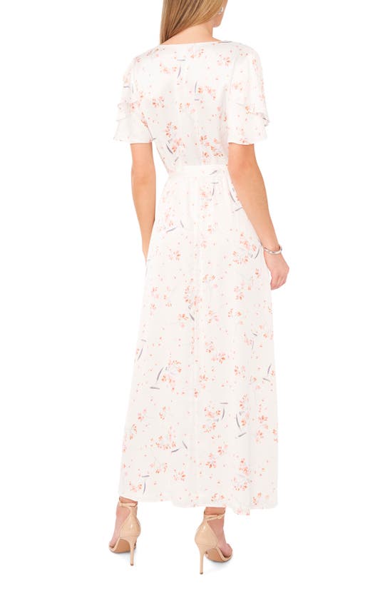Shop Vince Camuto Floral Short Sleeve Maxi Dress In New Ivory