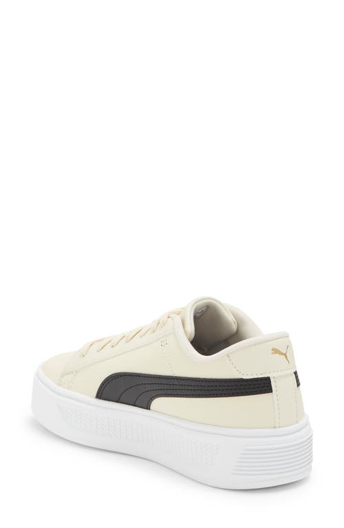 Puma Smash V3 Platform Sneaker In White-toasted Almond-gold