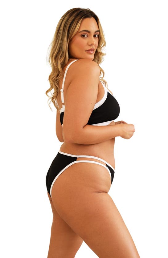 Dippin Daisys Cyrus Double Strap Bikini Bottom In Black Rib