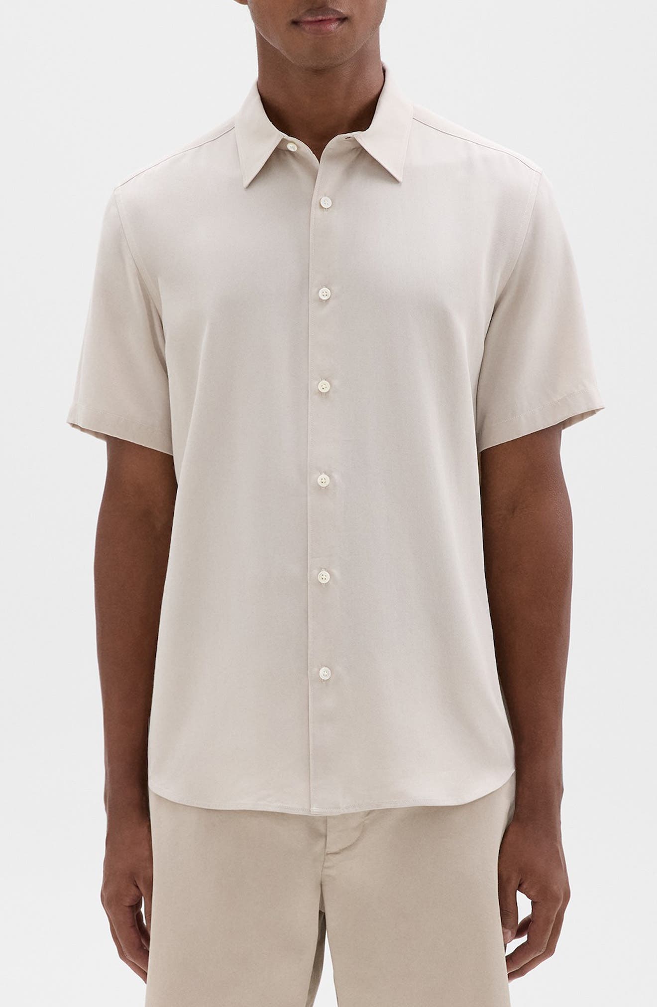 beige color button up shirt