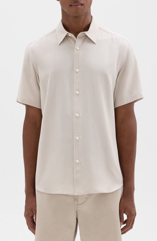 Theory Irving Short Sleeve Lyocell Button-Up Shirt New Sand at Nordstrom,