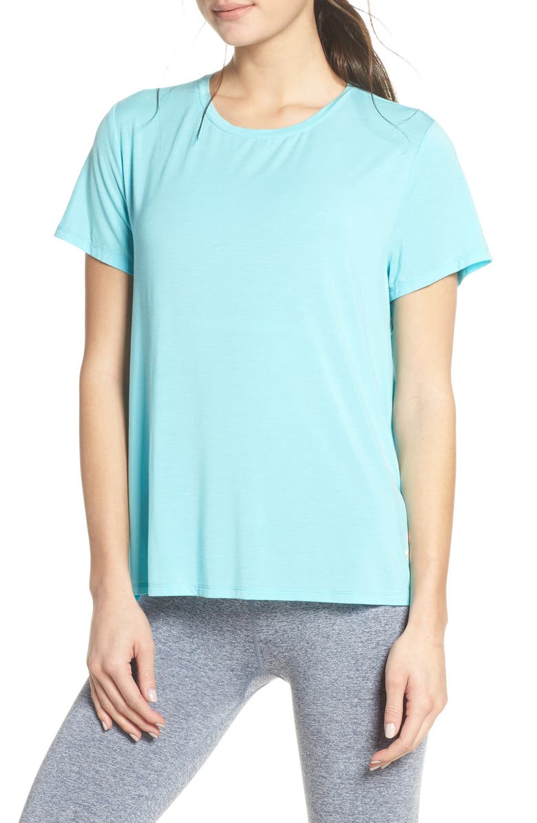 Keyhole Back Tee, Main, color, BLUE