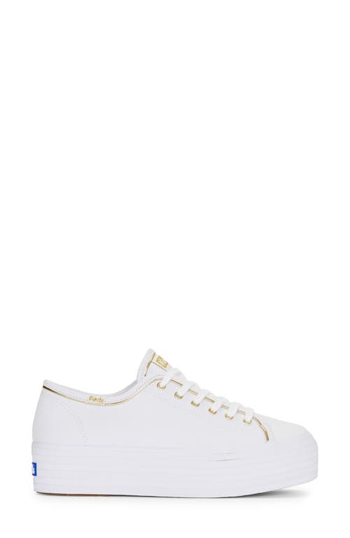 Keds ® Triple Up Piped Platform Sneaker In White/gold
