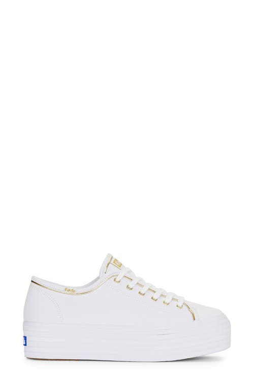 Shop Keds ® Triple Up Piped Platform Sneaker In White/gold