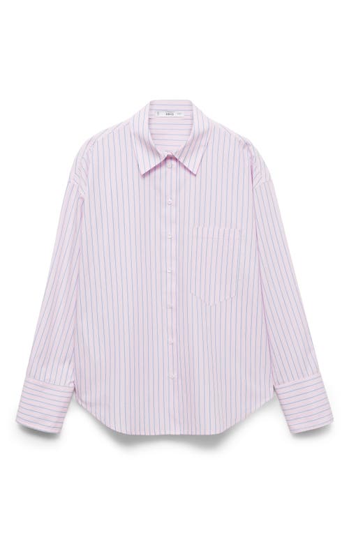 Mango Women's Striped Cotton Shirt In Pink