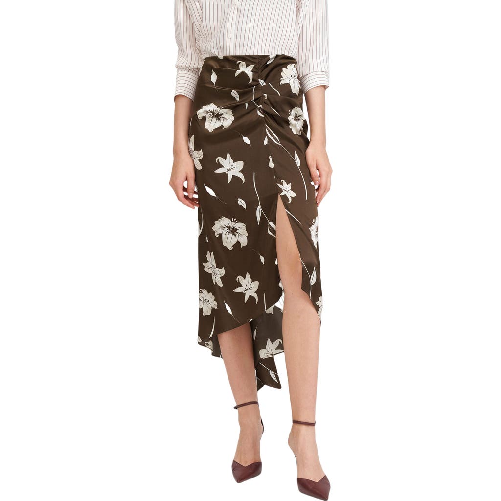 Lilysilk Vintage Midi Silk Floral Printed Skirt For Women In Lily White