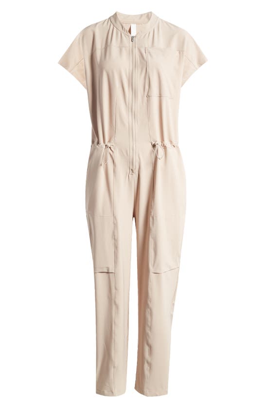 Shop Zella In Flight Cargo Jumpsuit In Tan Thread