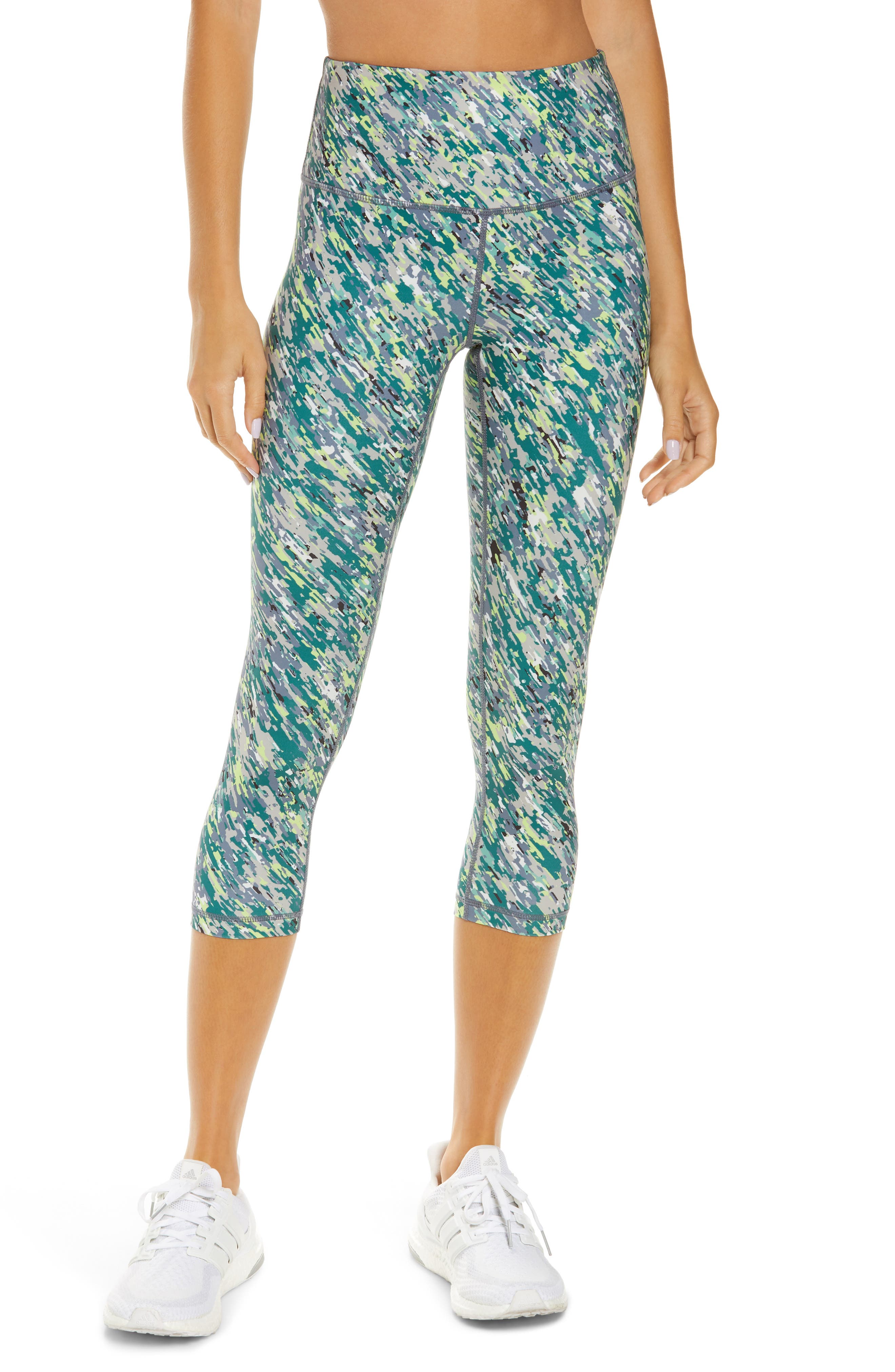 ZELLA High Waist Studio Lite Crop Leggings, Main, color, GREEN BERRY GALLO PRINT