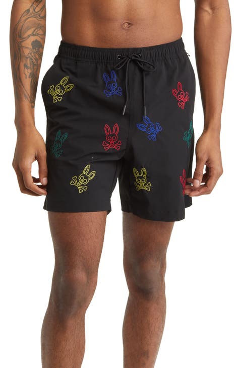 Psycho Bunny Graphic Bunny Print Swim Shorts, $115