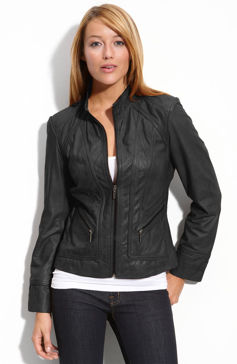 Bernardo Zip Front Leather Jacket | Nordstrom