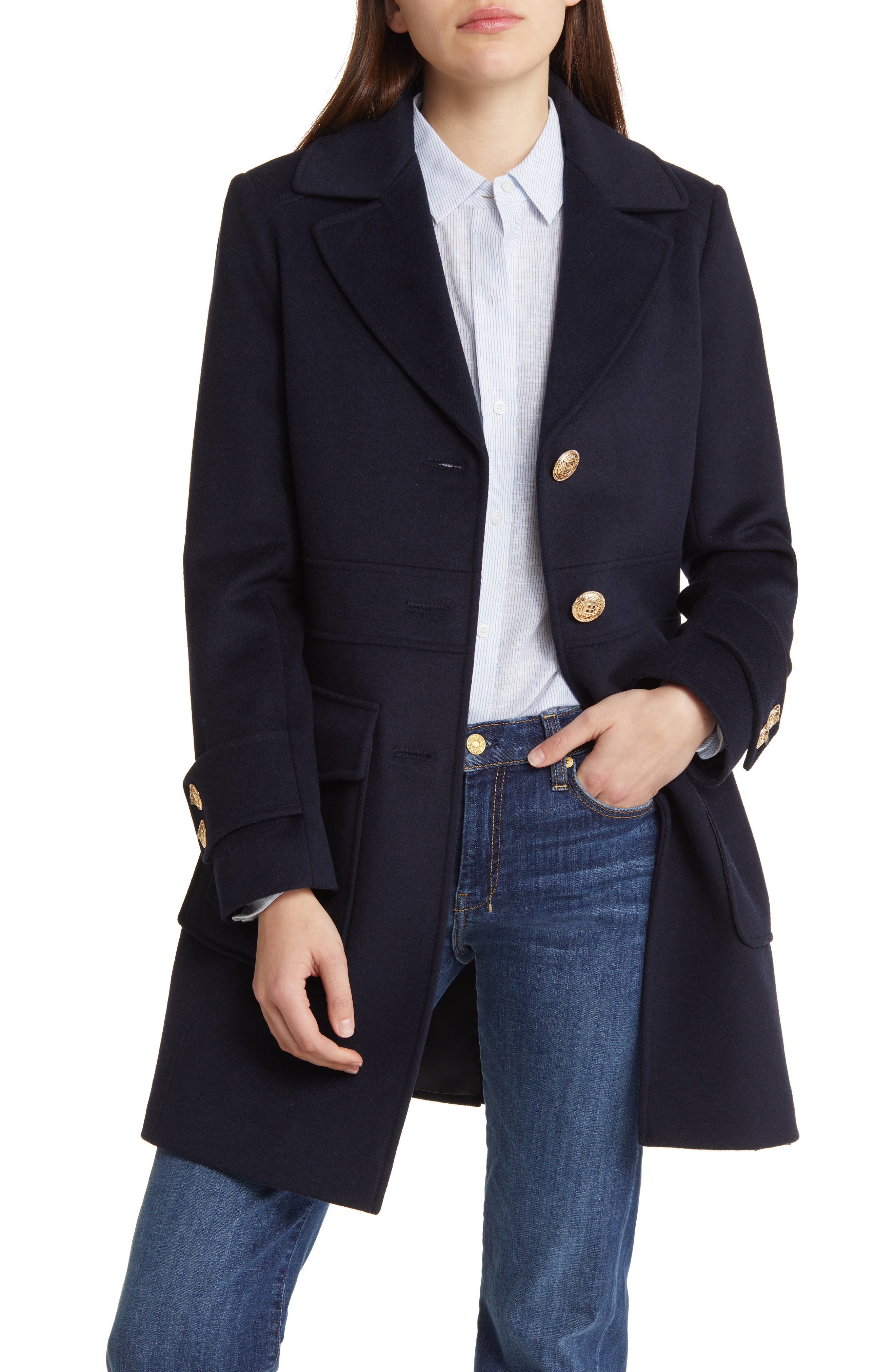 Sam Edelman Wool Blend Felt Martingale Coat Nordstrom
