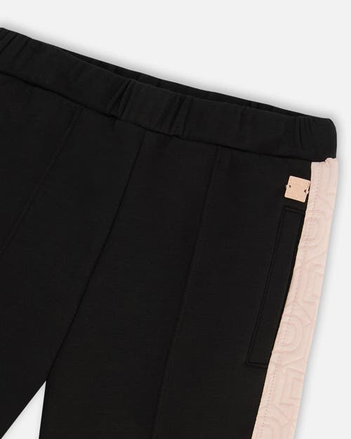 Deux Par Deux Girls' Cropped Wide Leg Pant With Contrast Band - Little Kid In Anthracite