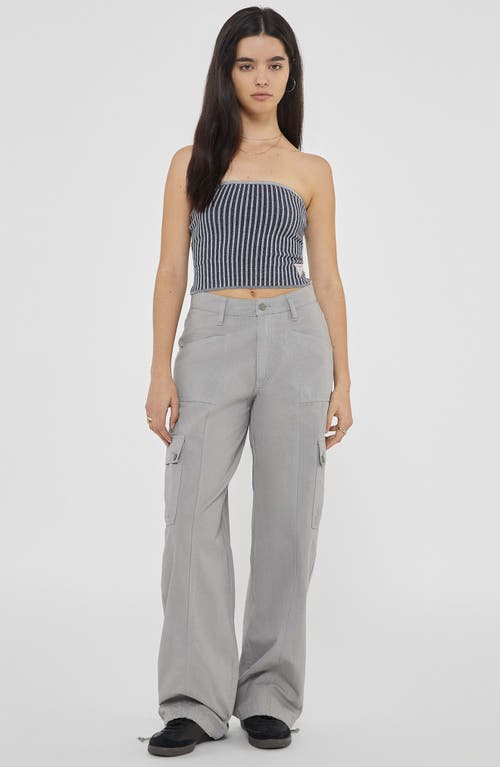 Guess Go Stripe Knit Tube Top In Uniform Blue Multi