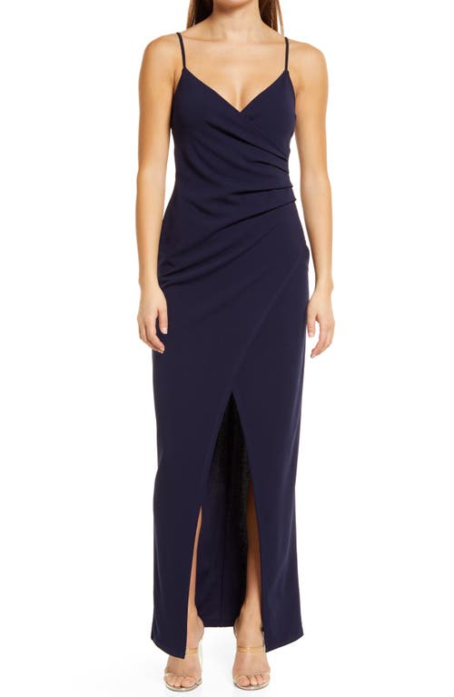 Lulus Sweetest Admirer Ruched Gown in Navy Blue