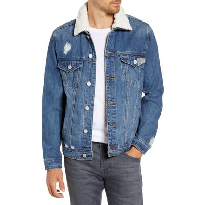 Blanknyc Fleece Collar Denim Jacket, Blue