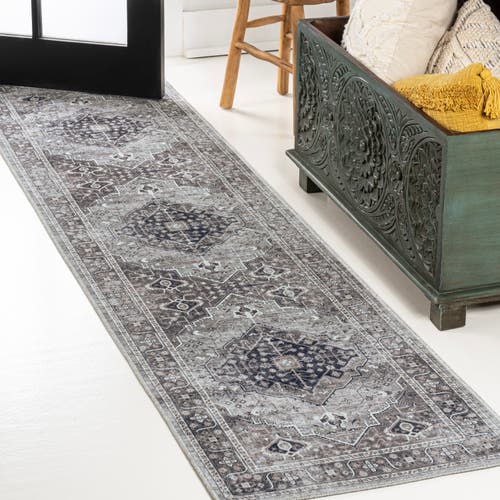 Jonathan Y Alacati Ogee Medallion Machine-washable Area Rug In Dark Gray/light Gray