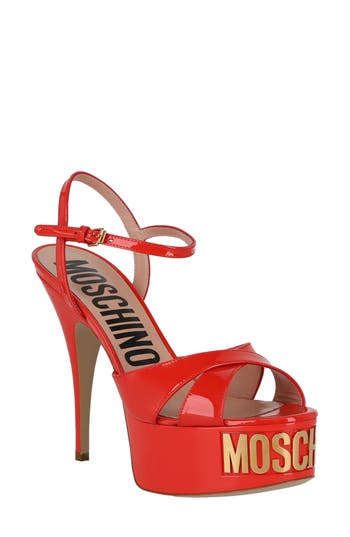 MOSCHINO MOSCHINO LOGO ANKLE STRAP PLATFORM SANDAL