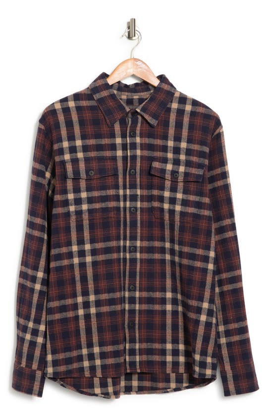 Slate & Stone Heavy Flannel Shirt Jacket In Blue Brown Plaid