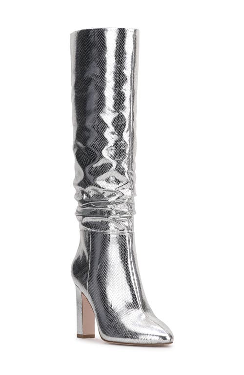 Shop Jessica Simpson Minerva Knee High Boot In Silver Metallic Snake