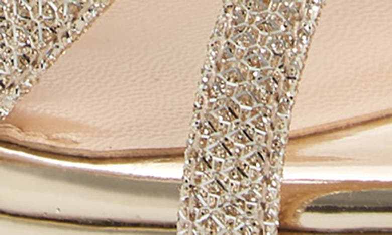 Jewel Badgley Mischka Galen Strappy Platform Sandal In Gold Glitter Fabric
